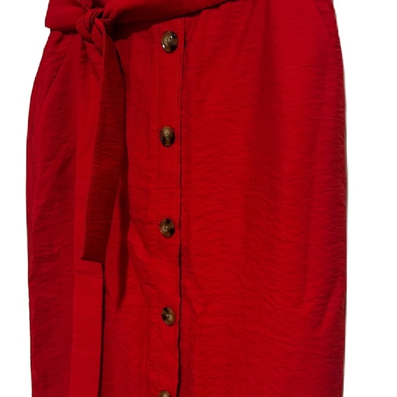 NWT Ann Taylor Red Pencil Skirt with Button Detail Attached Belt Sz. 10 - Picture 8 of 8